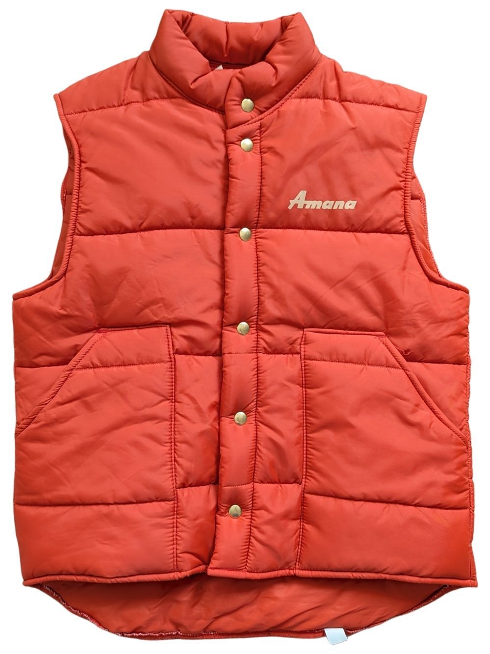 King Louie Pro Fit Mens Orange Vintage 80s Snap Button Puffer Vest Size Medium